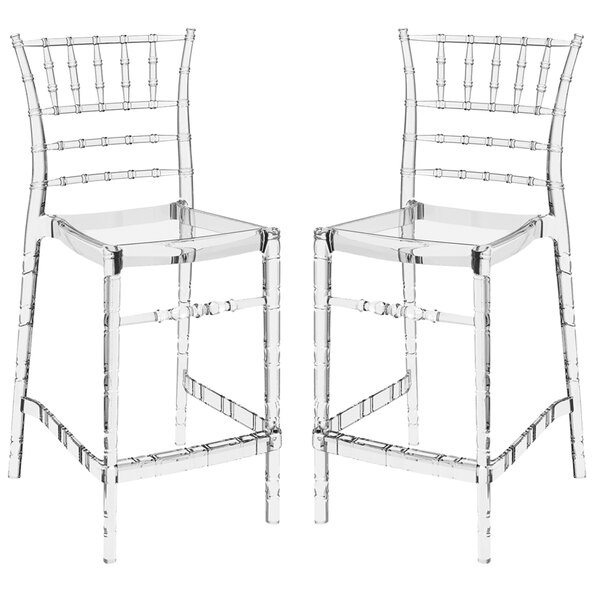 Calhoun Clear Transparent Polycarbonate Bar Stools In Pair