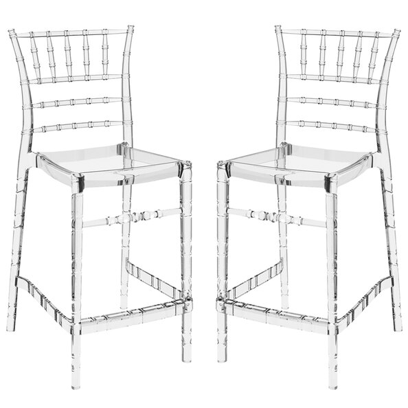 Calhoun Clear Transparent Polycarbonate Bistro Stools In Pair