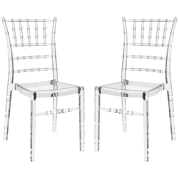 Calhoun Clear Transparent Polycarbonate Side Dining Chairs In Pair