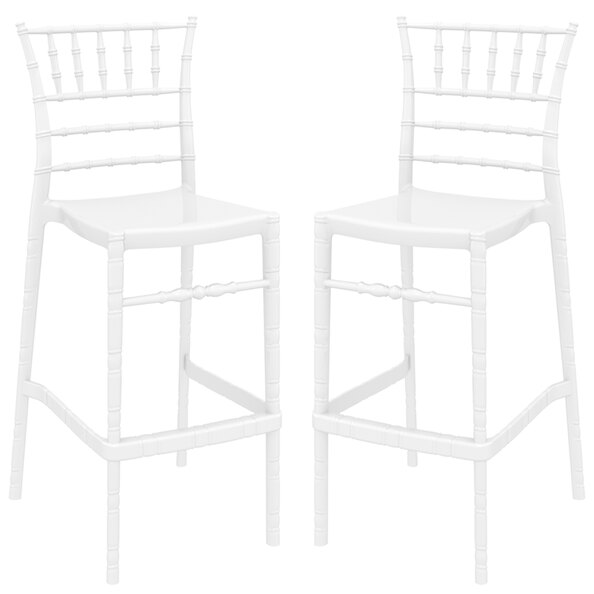 Calhoun Glossy White Polycarbonate Bar Stools In Pair