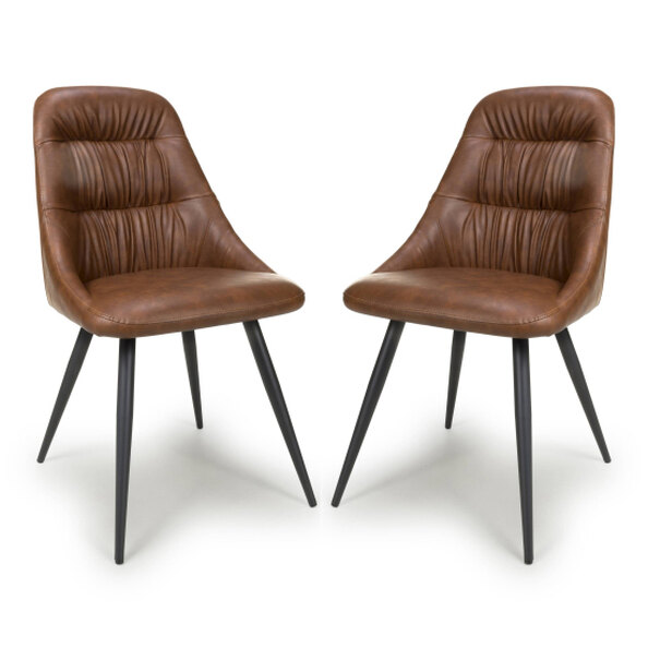 Calhoun Tan Faux Leather Dining Chairs In Pair