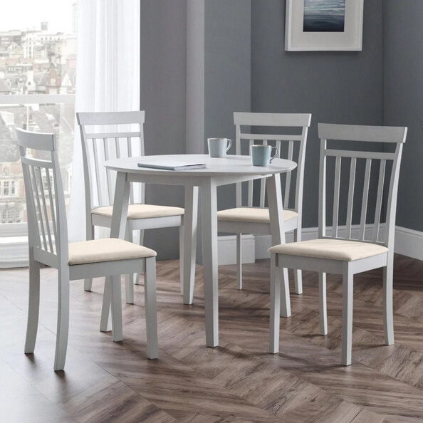 Calista Wooden Dropleaf Dining Table with 4 Chairs in Grey