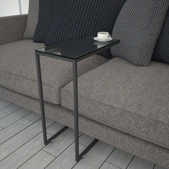 Callen Tempered Glass Top Side Table with Anthracite Metal Frame