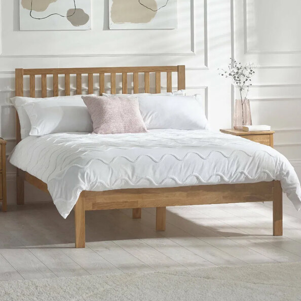 Calliope Wooden Double Bed In Oak
