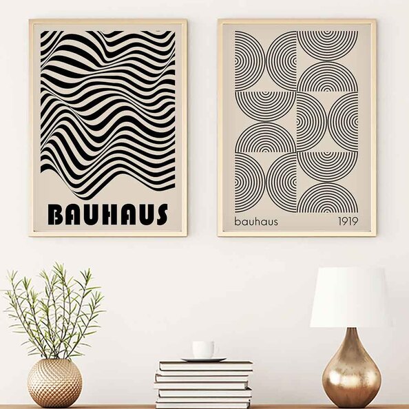 Calm Wooden 30x40cm Lines Wall Art Frame Set in Black and Cream
