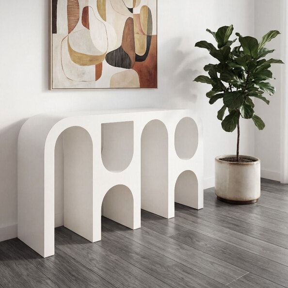 Calrune Wooden Console Table in White