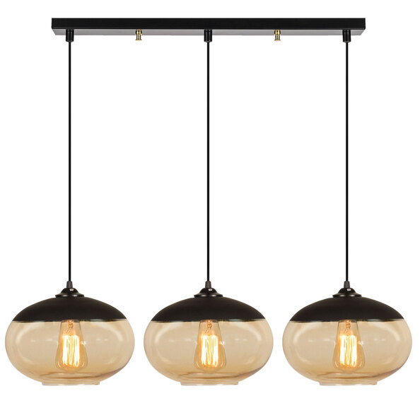 Carmini 3 Light Metal Ceiling Pendant Light in Black and Honey