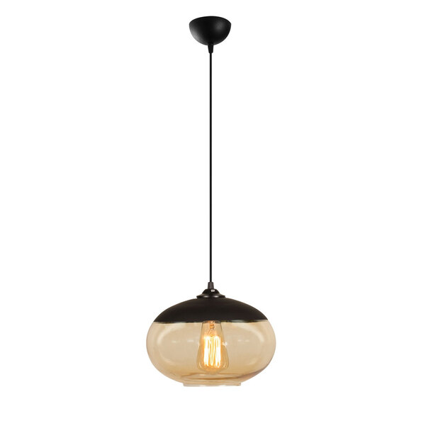 Carmini Oval Metal Ceiling Pendant Light in Black and Honey