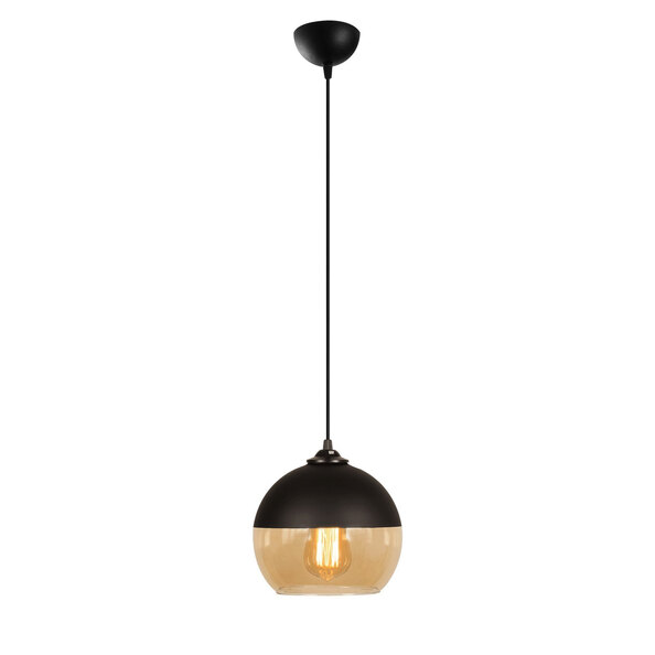 Carmini Round Metal Ceiling Pendant Light in Black and Honey