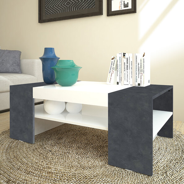 Campbell High Gloss Coffee Table In White And Report