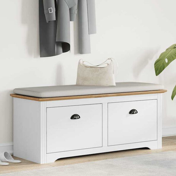 Camrose Wooden Hallway Seating Bench With 2 Drawers In Brown White