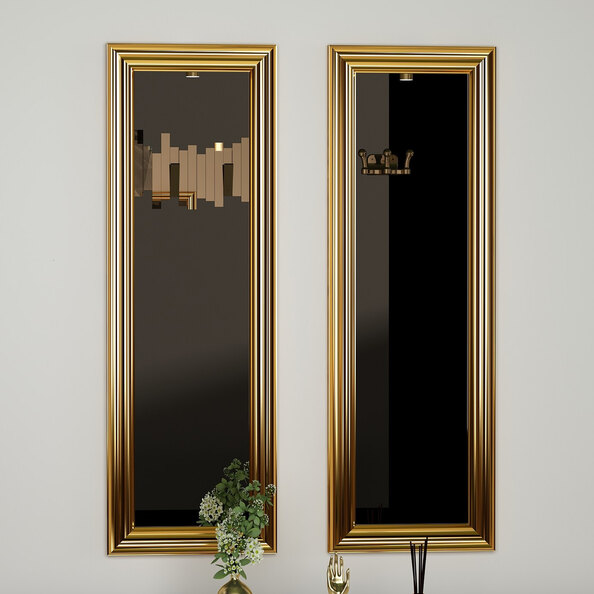 Candy Glass Set of 2 Wall Mirror with Gold Wooden Frame