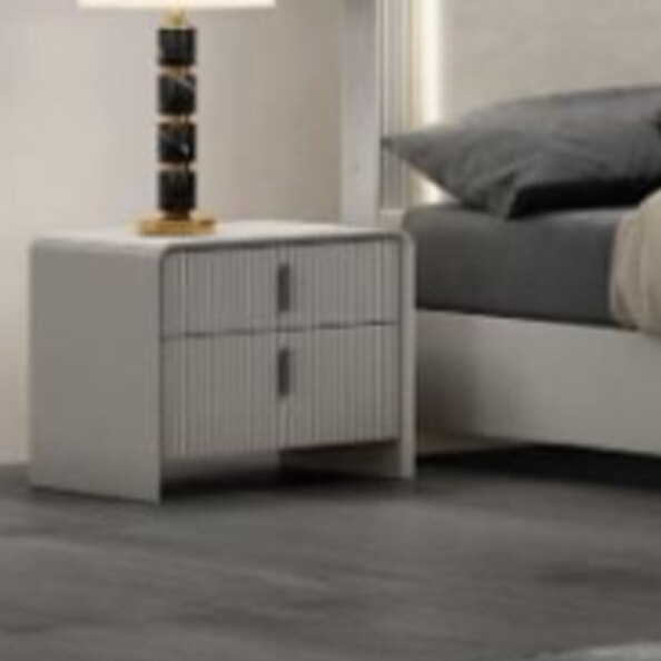 Canton Wooden Bedside Cabinet With 2 Drawers In Flannel Grey
