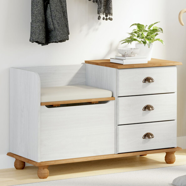 Canutillo Wooden Shoe Storage Cabinet With 3 Drawers In Brown White