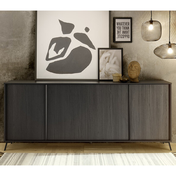 Cappy Wooden Sideboard With 4 Doors In Black