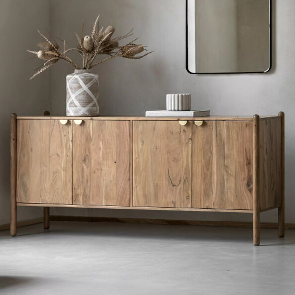 Captiva Wooden Sideboard With 4 Doors In Natural