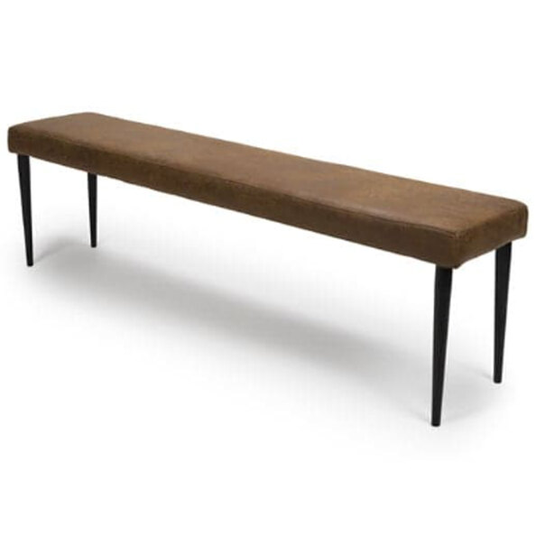 Caribou Fabric Dining Bench With Metal Legs In Antique Brown