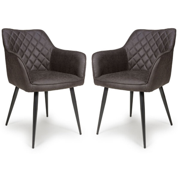 Caribou Grey Fabric Carver Dining Chairs In Pair