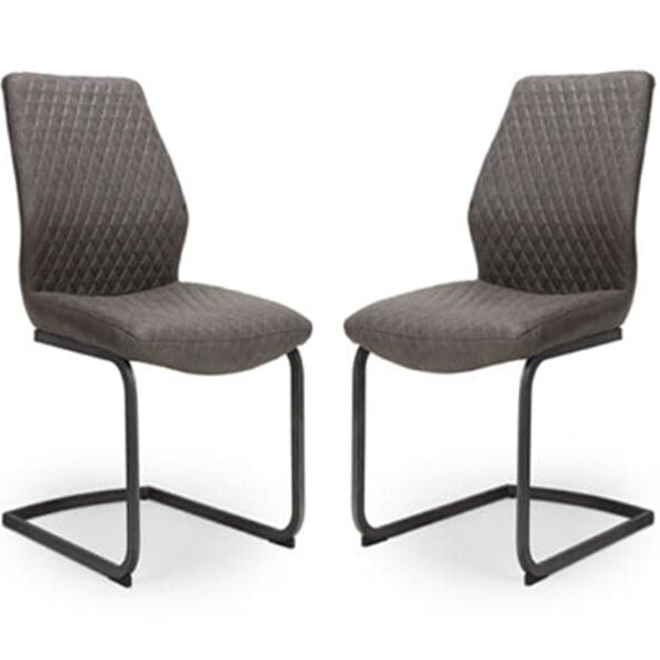 Caribou Grey Fabric Dining Chairs In Pair