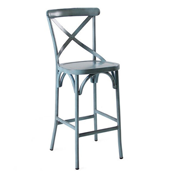 Cayuga Outdoor Aluminium Vintage Bar Chair In Blue