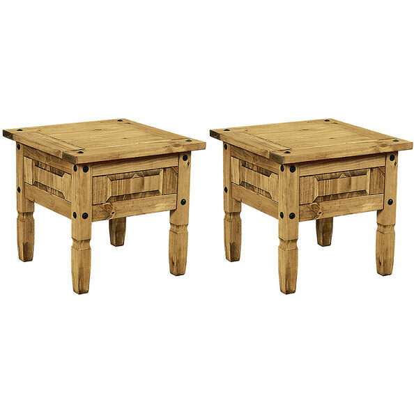 Carlen Distressed Oak Wooden Lamp Table In Pair