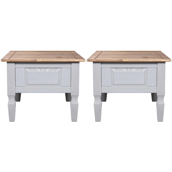 Carlen Grey Distressed Oak Wooden Lamp Tables In Pair