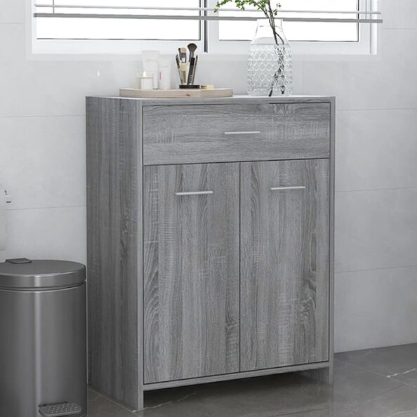 Carlton Wooden Bathroom Cabinet With 2 Doors In Grey Sonoma Oak