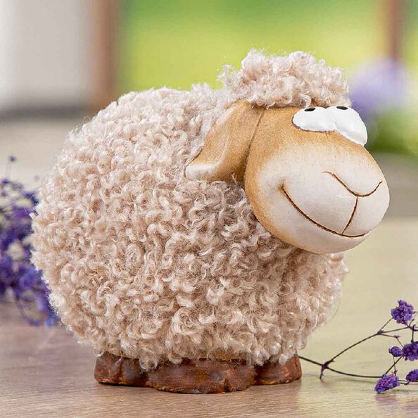 Carnation Ceramics Sheep Sculpture In Beige