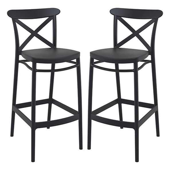 Carson Black Polypropylene And Glass Fiber Bar Chairs In Pair