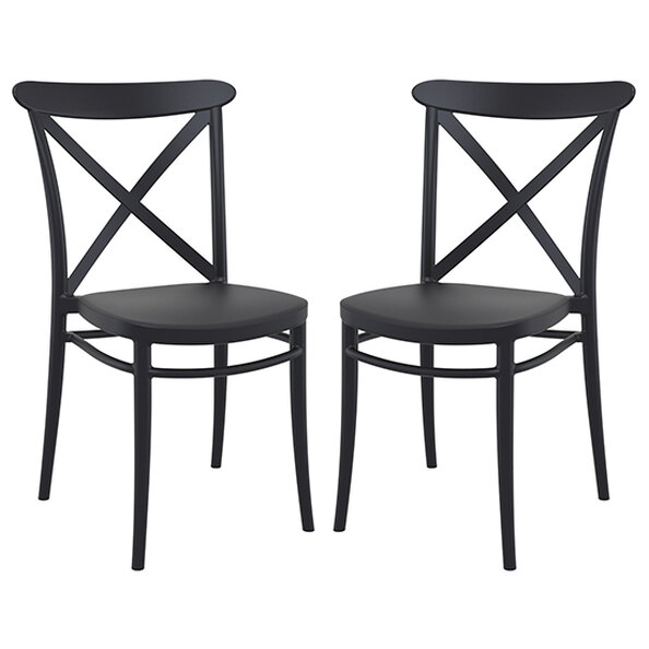 Carson Black Polypropylene And Glass Fiber Dining Chairs In Pair