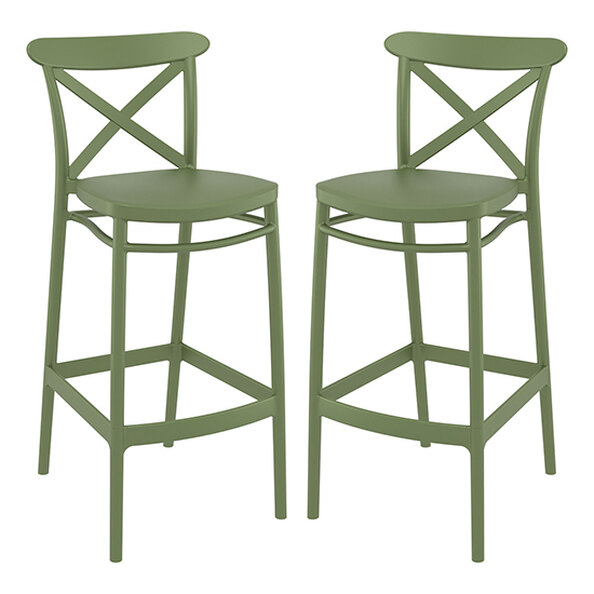 Carson Green Polypropylene And Glass Fiber Bar Chairs In Pair