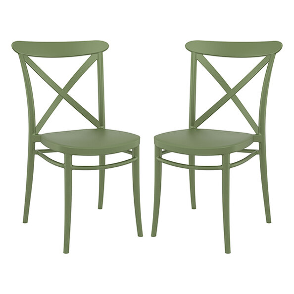 Carson Green Polypropylene And Glass Fiber Dining Chairs In Pair
