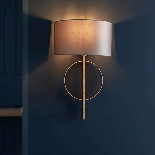 Carson Mink Fabric Wall Light In Gold