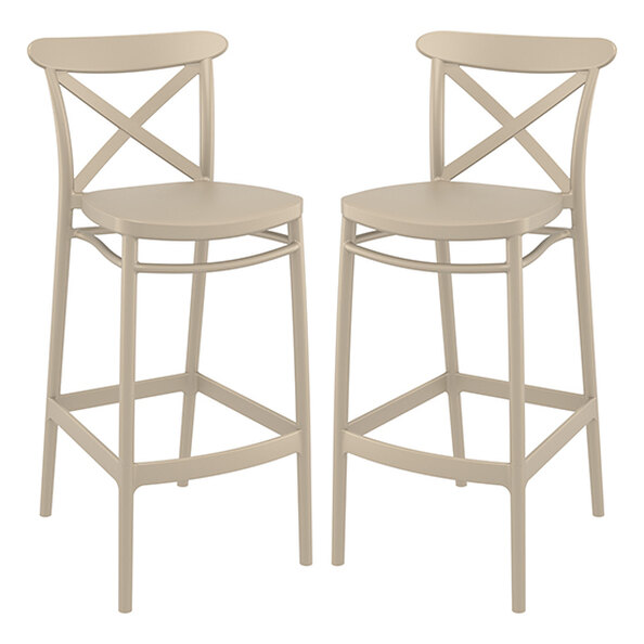 Carson Taupe Polypropylene And Glass Fiber Bar Chairs In Pair