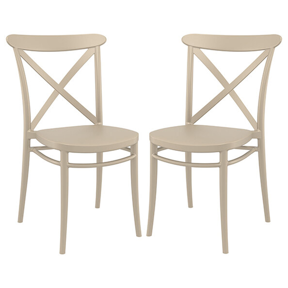 Carson Taupe Polypropylene And Glass Fiber Dining Chairs In Pair