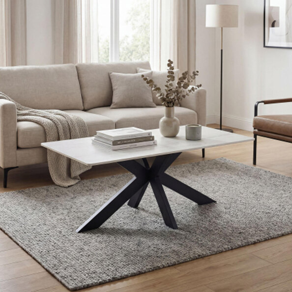 Cartmel Ceramic Top Coffee Table in Ivory