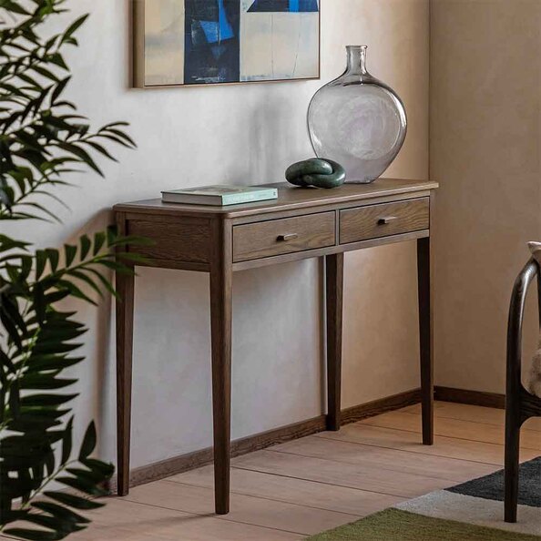 Cary Wooden Console Table With 2 Drawers In Walnut