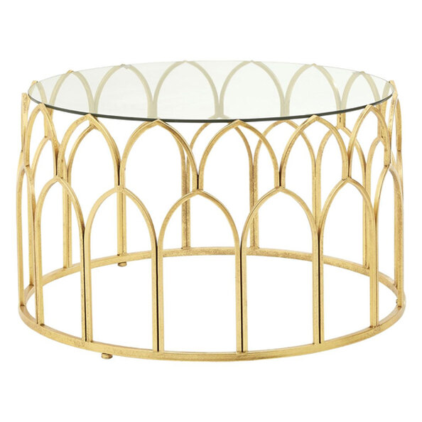Cascade Clear Glass Top Coffee Table With Gold Leaf Frame