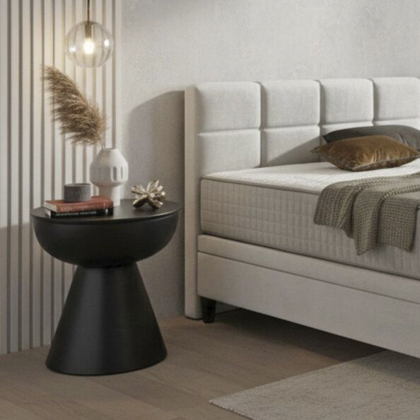 Caspian Round Metal Side table in Black
