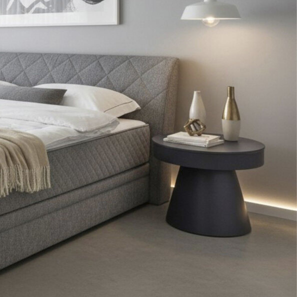 Caspian Round Metal Side table in Graphite