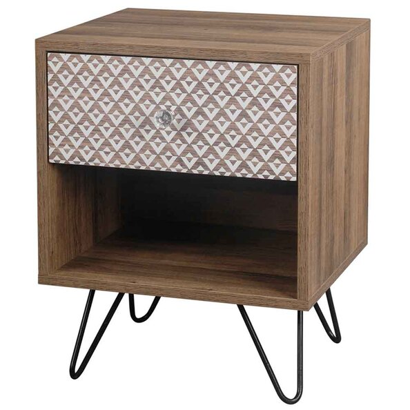 Cassava Wooden Lamp Table With Black Legs - Dark Oak