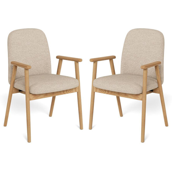 Castle Fabric Dining Chairs With Wooden Frame In Pair - Terracotta