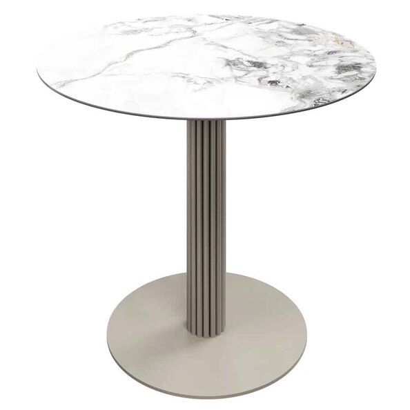 Castle Round Ceramic Top Bistro Table in White