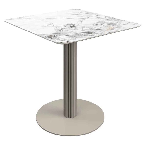 Castle Square Ceramic Top Bistro Table in White