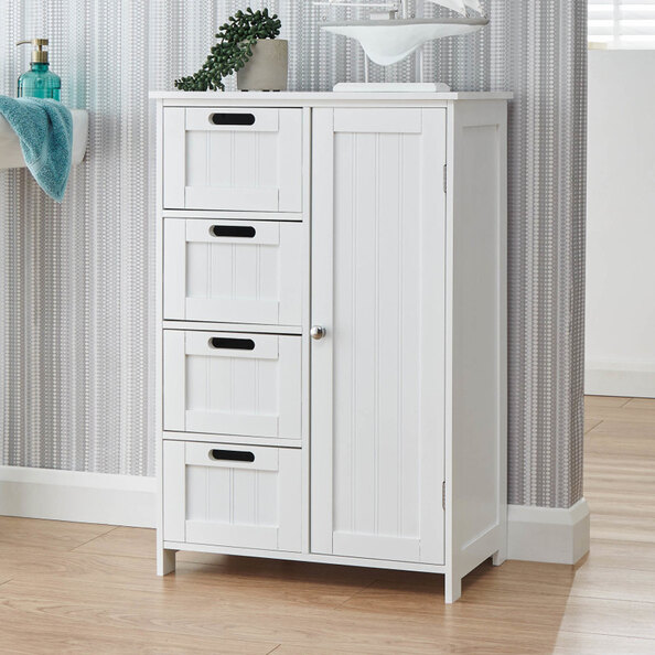 Catford Wooden Bathroom Storage Cabinet With 1 Door In White