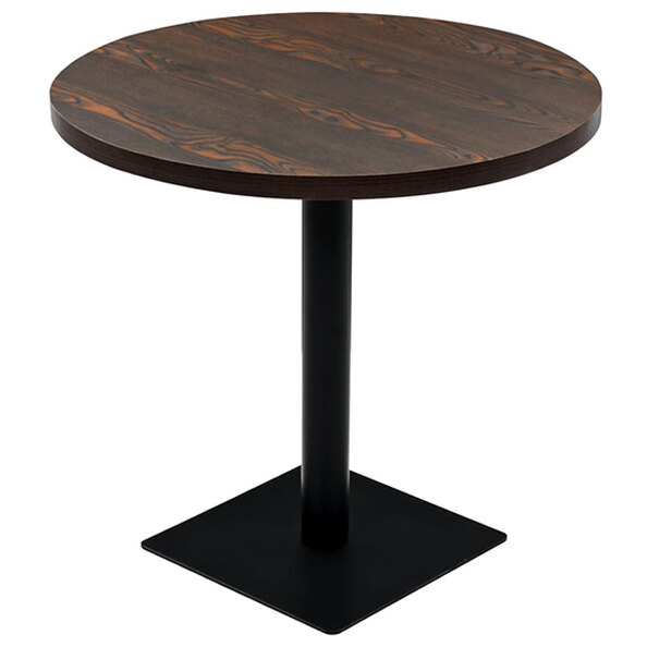 Causer Round Wooden Bistro Table In Dark Ash