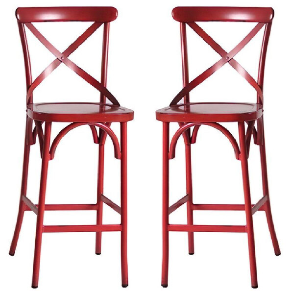 Cayuga Vintage Red Aluminium Outdoor Bar Chairs In Pair