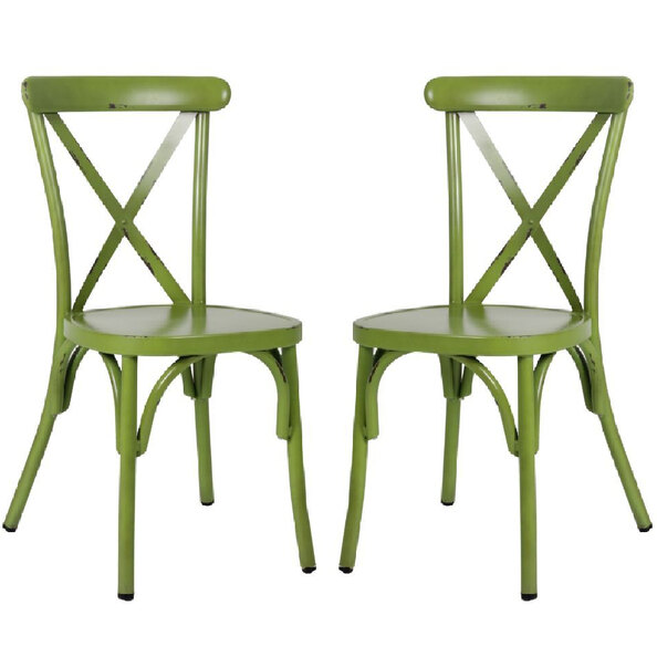 Cayuga Vintage Green Aluminium Outdoor Side Chairs In Pair