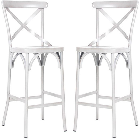 Cayuga Vintage White Aluminium Stackable Bar Chair in Pair