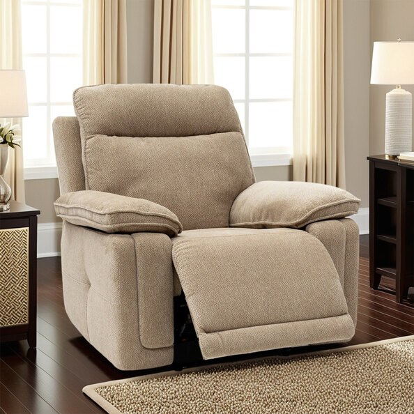 Celeste Fabric Electric Recliner 1 Seater Sofa in Camel